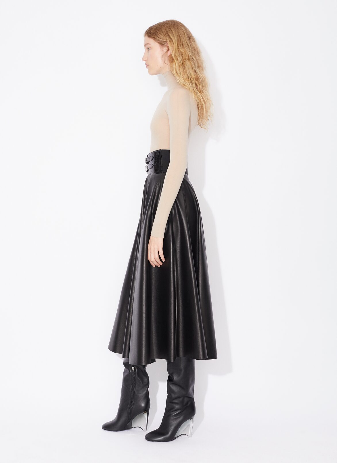 BELTED LAMBSKIN SKIRT ALAÏA BLACK BELTED LAMBSKIN SKIRT